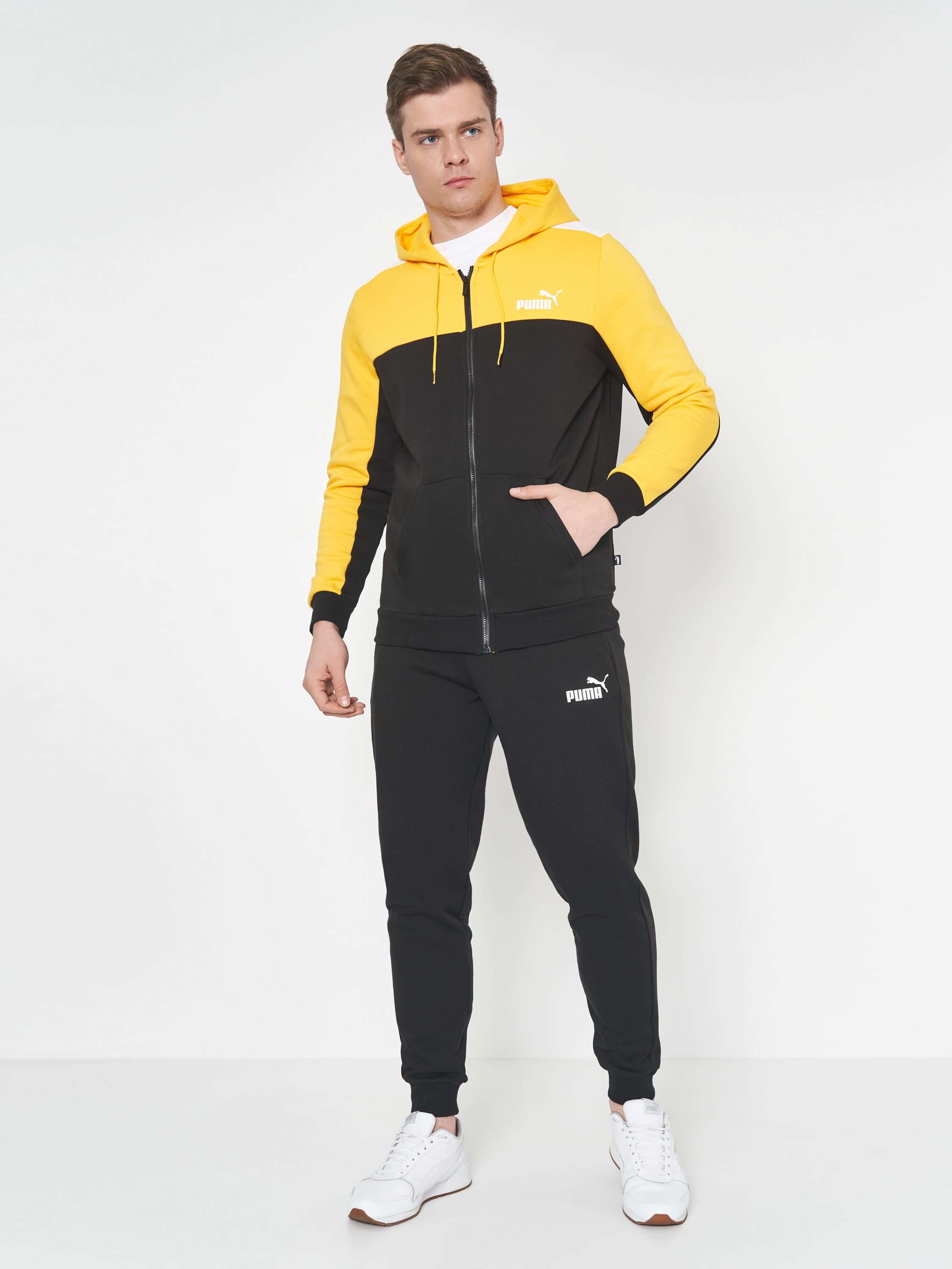 Puma black 2025 and yellow tracksuit