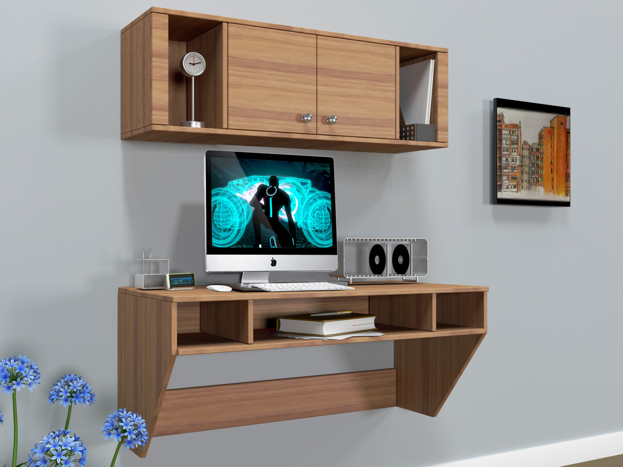 

Навесной компьютерный стол Comfy Home AirTable-II Kit LB орех