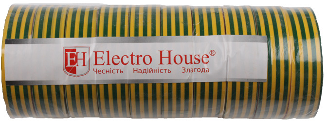 

Изолента ElectroHouse 18 мм x 25 м 10 шт Желто-зеленая (EH-AHT-1831)