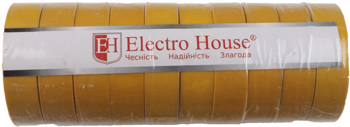 

Изолента Electro House 18 мм x 50 м 10 шт Желтая (EH-AHT-1838)