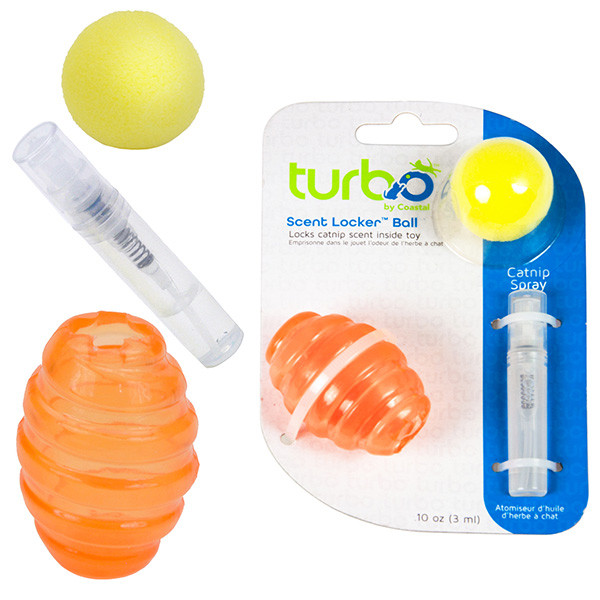 

Игрушка Coastal Turbo Scent Locker Football для котов, мяч овальный оранжевый с кошачьей мятой