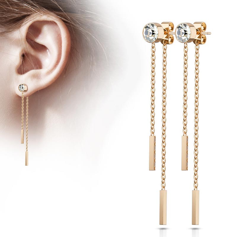 

Серьги из стали с цепочкой Spikes SE3448 8044 золотой