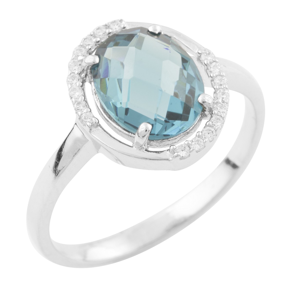 

Серебряное кольцо SilverLine с топазом Лондон Блю 18 размер