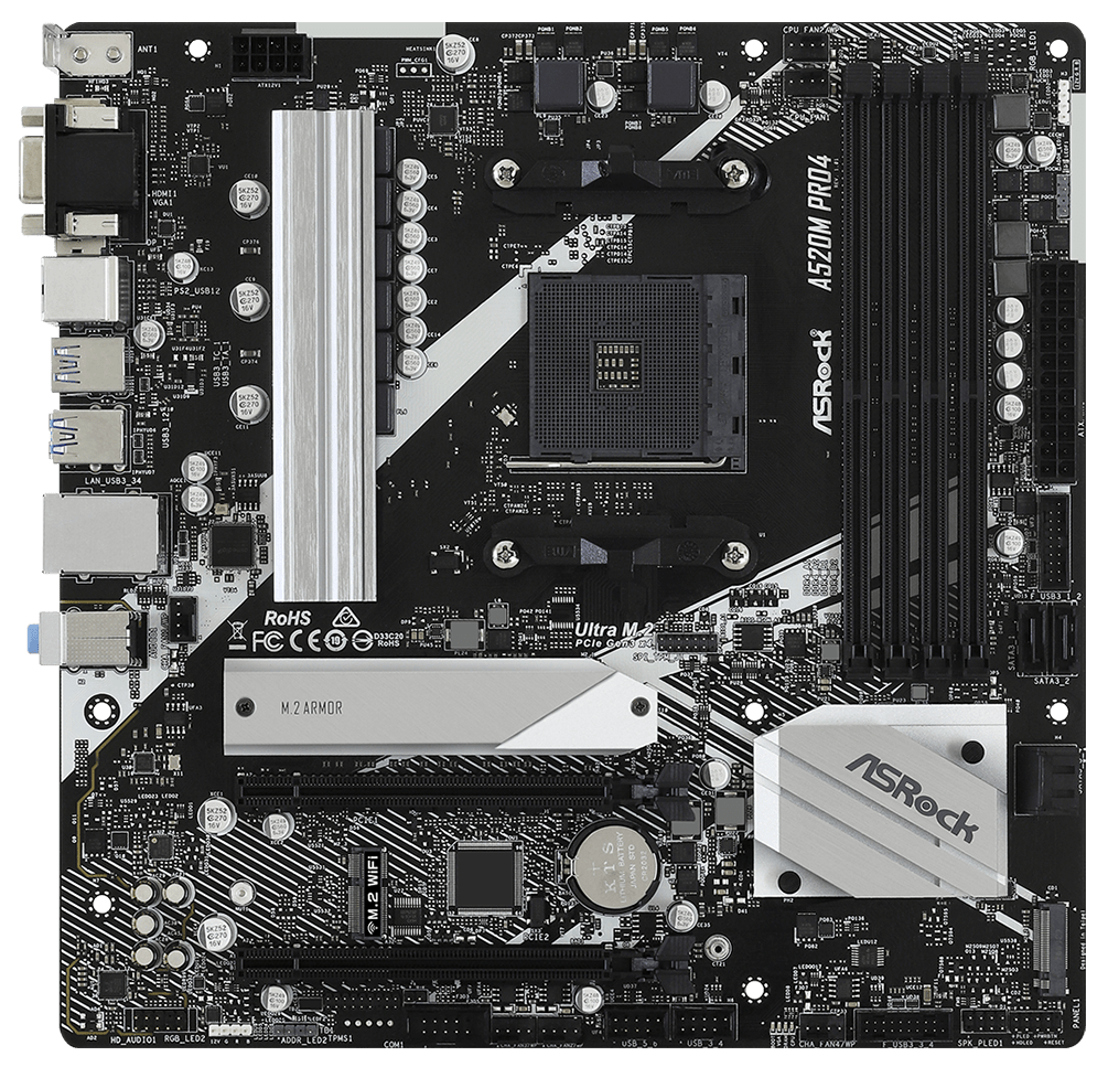 

Материнская плата ASRock A520M Pro4 (sAM4, AMD A520, PCI-Ex16)