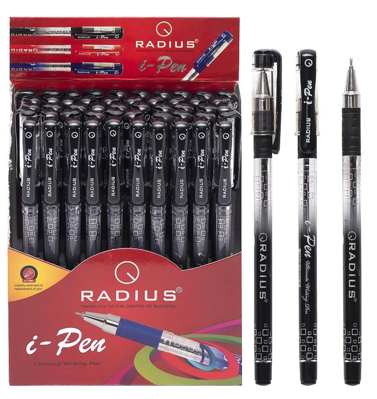 Ручка масляна Radius I-pen диспенсер 50 штук, чорна – фото, відгуки ...