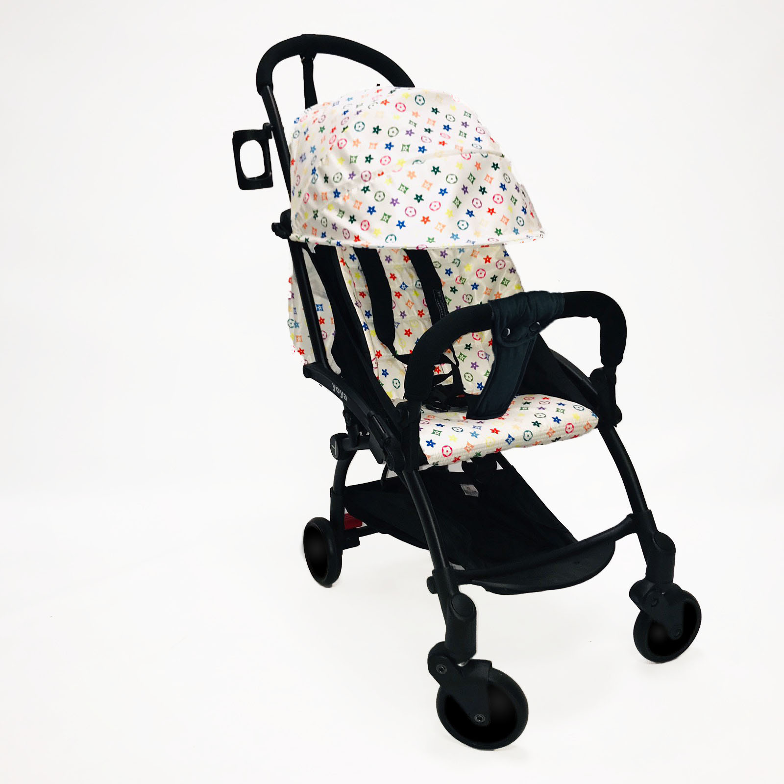 

Коляска Yoya 175А+ с Большим дождевиком Белая с желтым LV white на черной раме