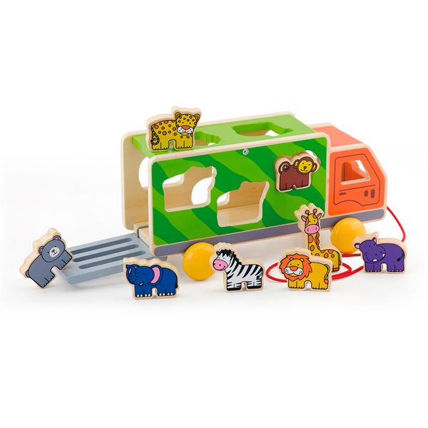 

Игрушка-сортер каталка на веревке Viga Toys Грузовик с животными дерево разноцветный AFK 50344