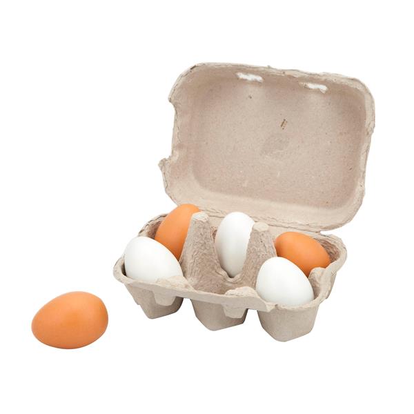 

Игровой набор Viga Toys Лоток с яйцами, 6 шт. дерево бежевый, белый AFK 59228