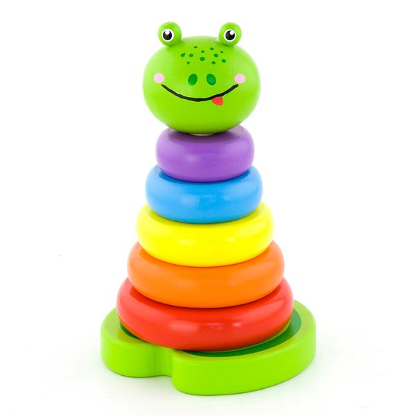 

Пирамидка Viga Toys Лягушка 5 колец дерево разноцветный AFK 50258