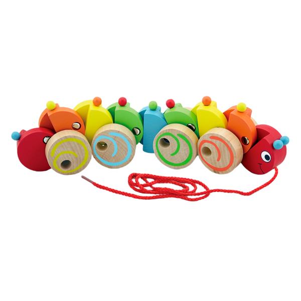 

Игрушка-каталка на веревке Viga Toys Гусеница дерево разноцветный AFK 59950