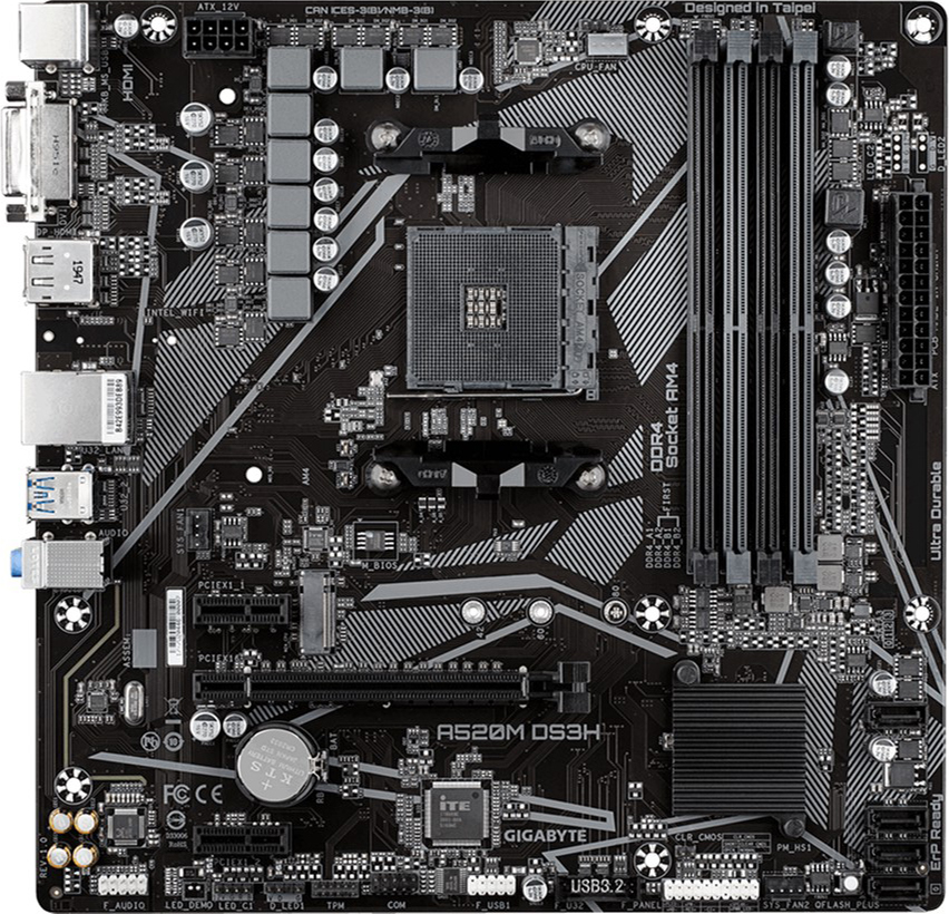 

Материнская плата Gigabyte A520M DS3H (sAM4, AMD A520, PCI-Ex16)
