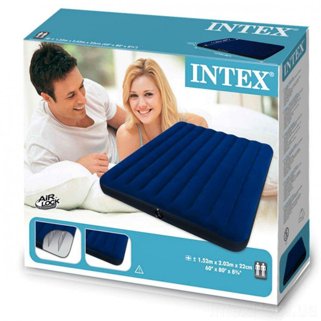 

Двуспальный надувной матрас Intex 68759 152х203х22 см Синий