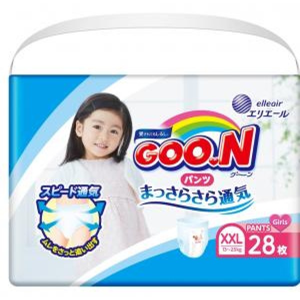 

Трусики-подгузники GOO.N для девочек 13-25 кг (размер BigBig (XXL), 28 шт) 853885