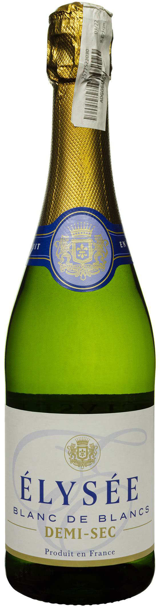 Вино ігристе Elysee Blanc De Blancs DemiSec біле напівсухе 0.75 л 10.5