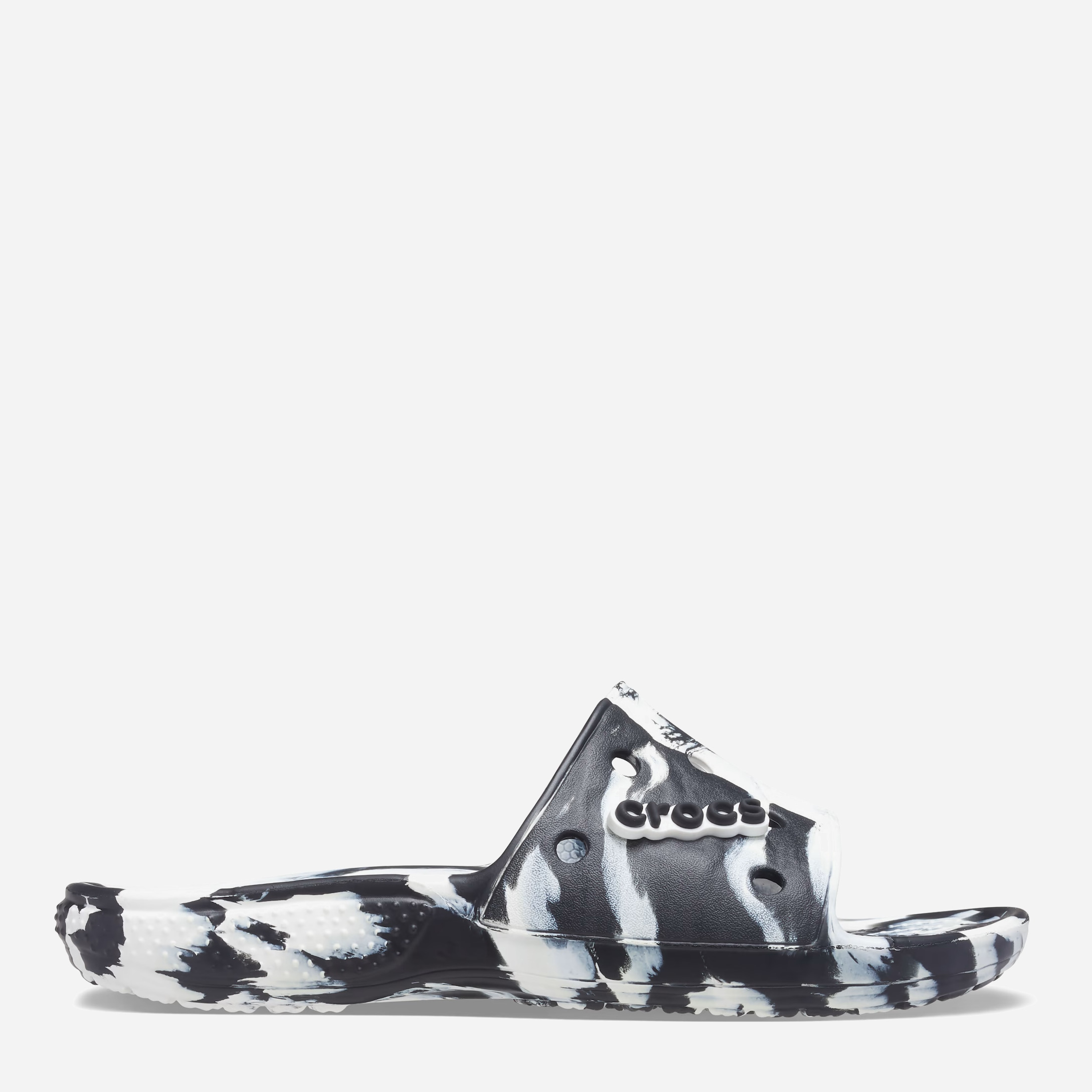 Акція на Жіночі шльопанці Crocs Classic Marbled Slide 206879-103 39-40 (M7/W9) 25 см White/Black від Rozetka