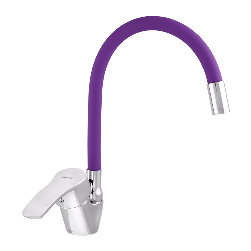 

Смеситель для кухни ZERIX YUB 279 с фиолетовым гибким изливом ZX0442