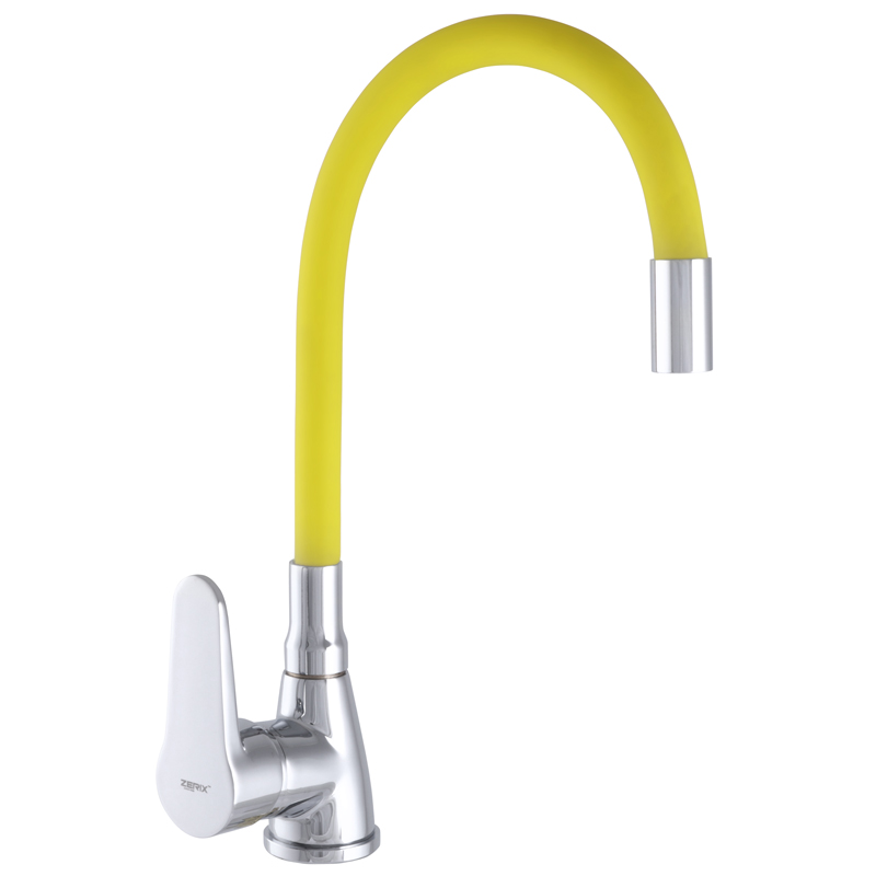 

Смеситель для кухни ZERIX SOP7 146 с желтым гибким изливом ZX2661