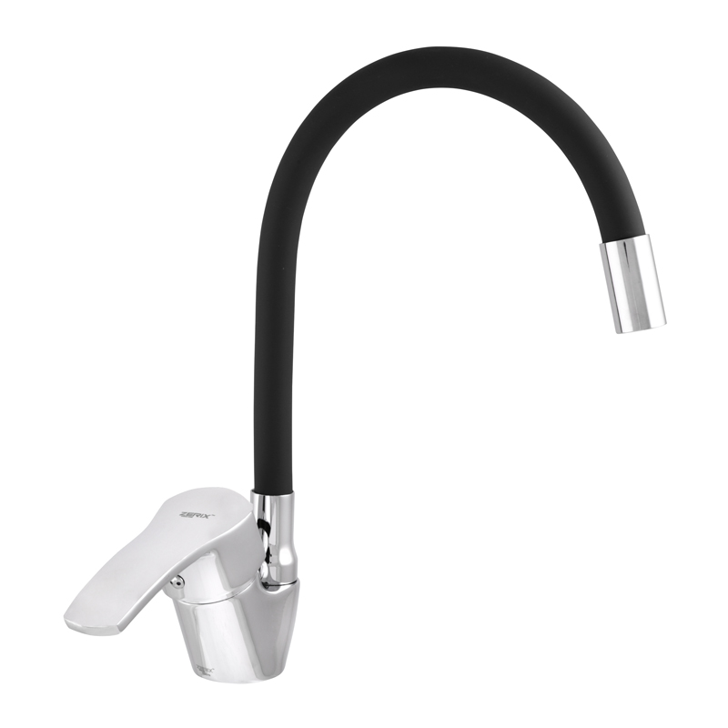 

Смеситель для кухни ZERIX YUB 279 с черным гибким изливом ZX0439