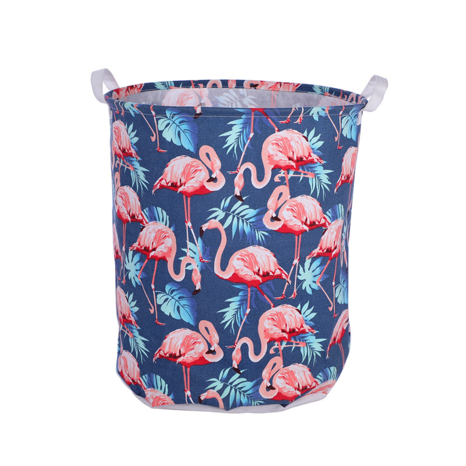 

Корзина для игрушек синяя Фламинго и листья (K450 )