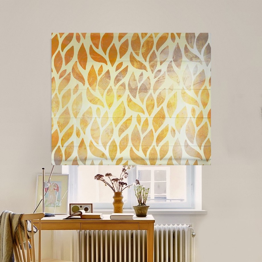 

Римская штора система Classic InHt Фотопечать Узор Листья 02-032 Джуси Велюр 70х170 см