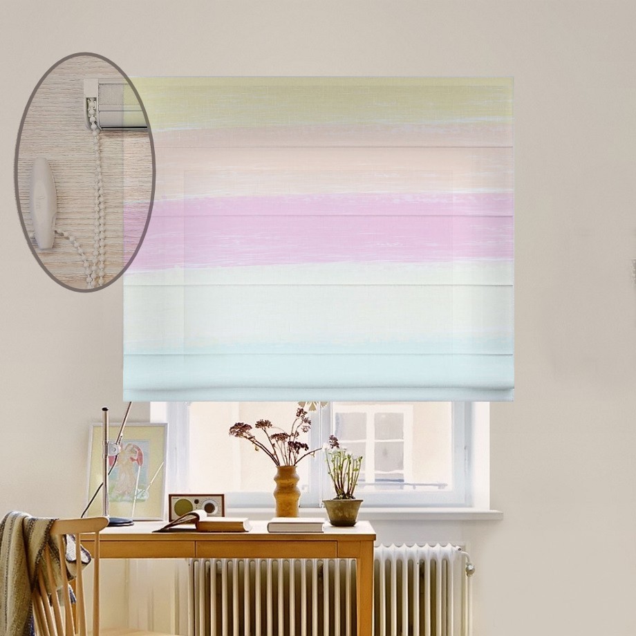 

Римская штора система Lux Coullise InHt Фотопечать Узор Полоски 02-026 Джуси Велюр 170х170 см