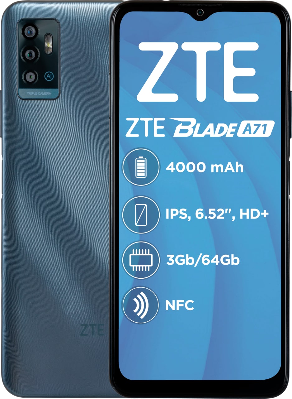 Мобильный телефон ZTE Blade A71 3/64GB Gray (850644) – фото, отзывы,  характеристики в интернет-магазине ROZETKA | Купить в Украине: Киеве,  Харькове, Днепре, Одессе, Запорожье, Львове