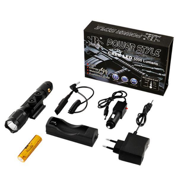 

Фонарь Police Q90-T6,под ружье,вынос.кнопка,1х18650,З/У 220V/12V,BOX