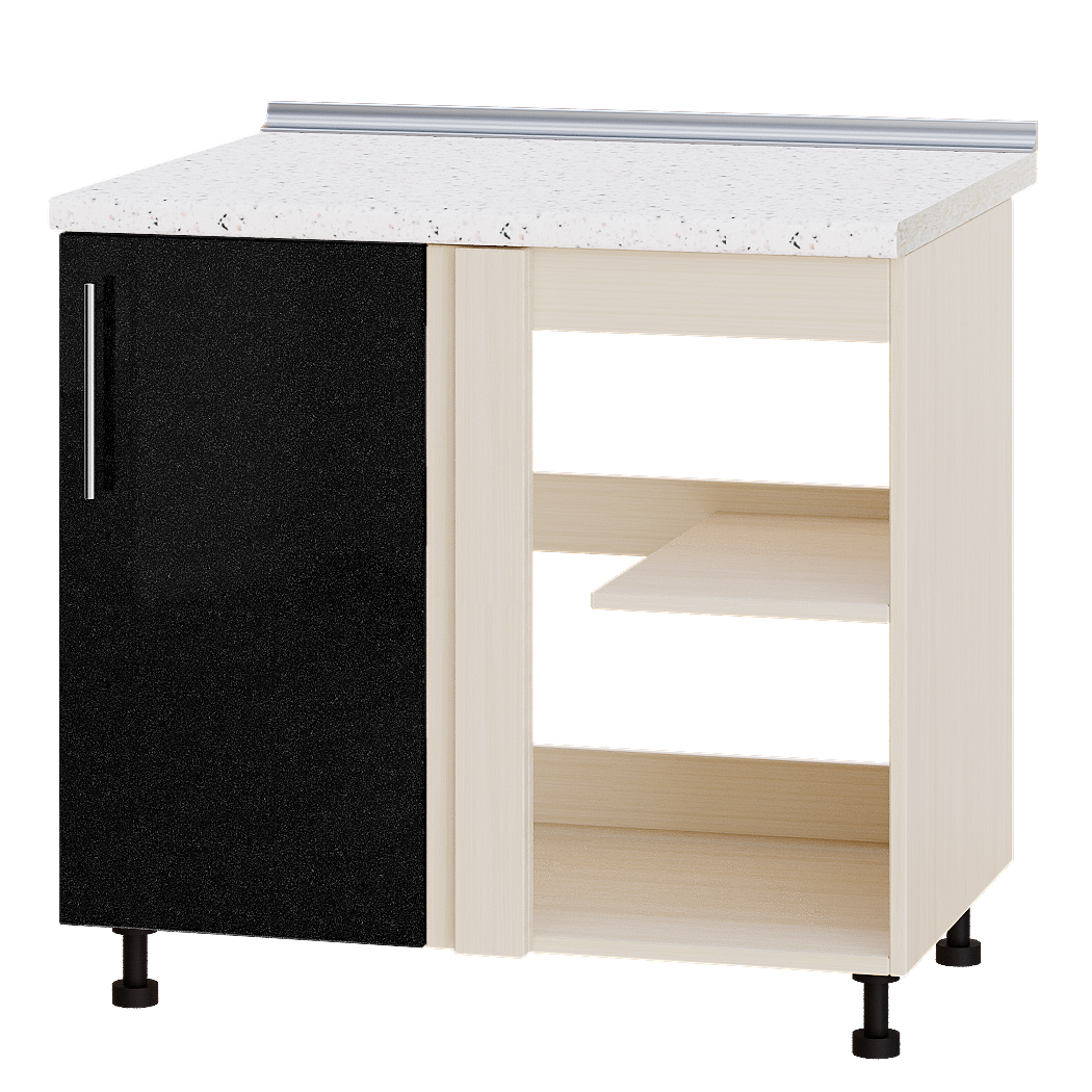 

Кухня Модерн модуль Угловой Низ Н89-895 Черный металлик Глянец - Дуб молочный 90х47х82 см + столешница