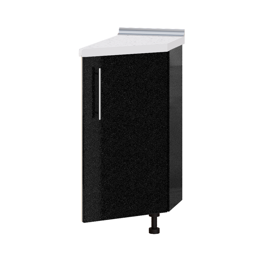 

Кухня Модерн модуль Низ Окончание Н97-300 Черный металлик Глянец - Дуб молочный 30х55х82см + столешница