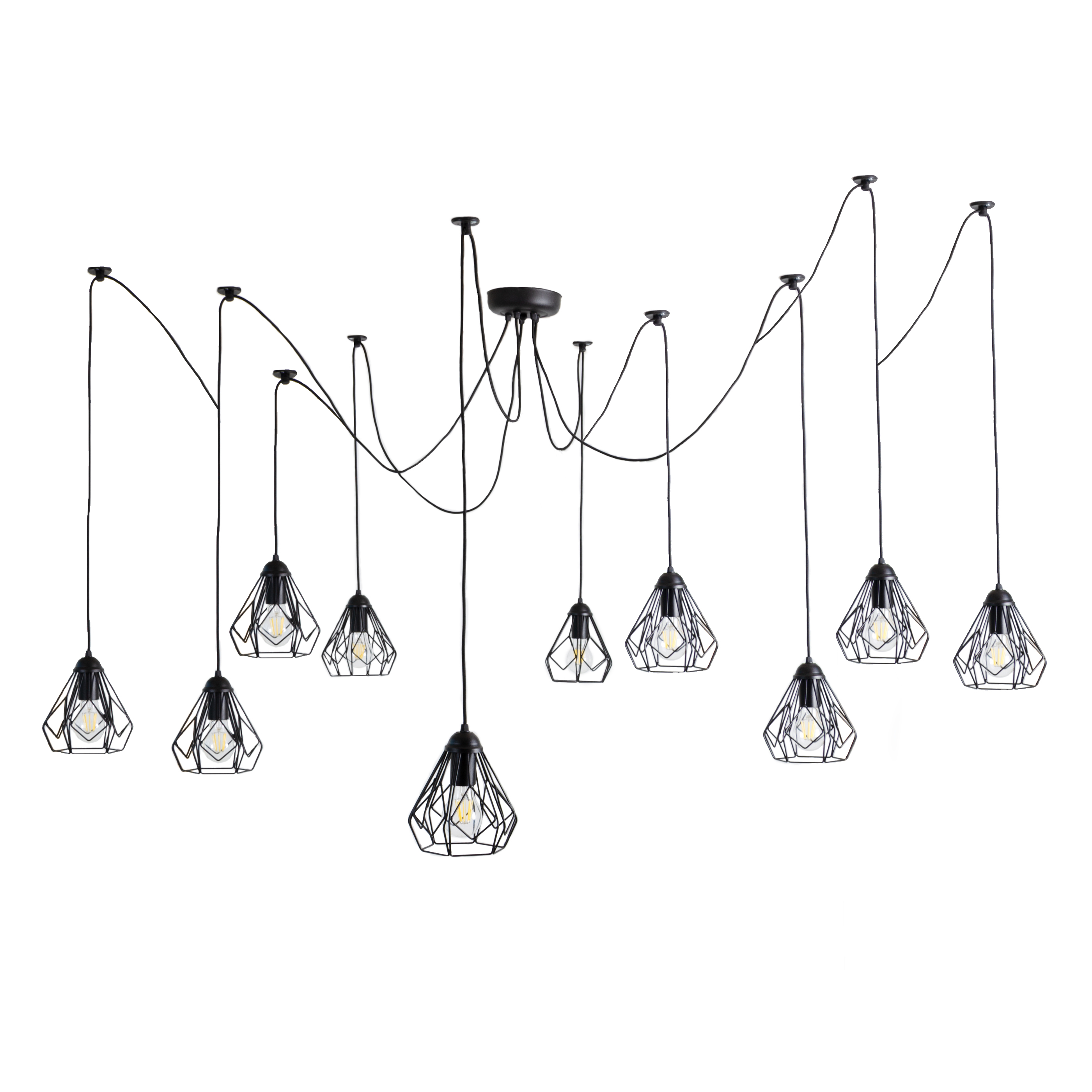 

Люстра подвесная Atma Light 10 плафонов серии Capella Bevel Spider-10 Black