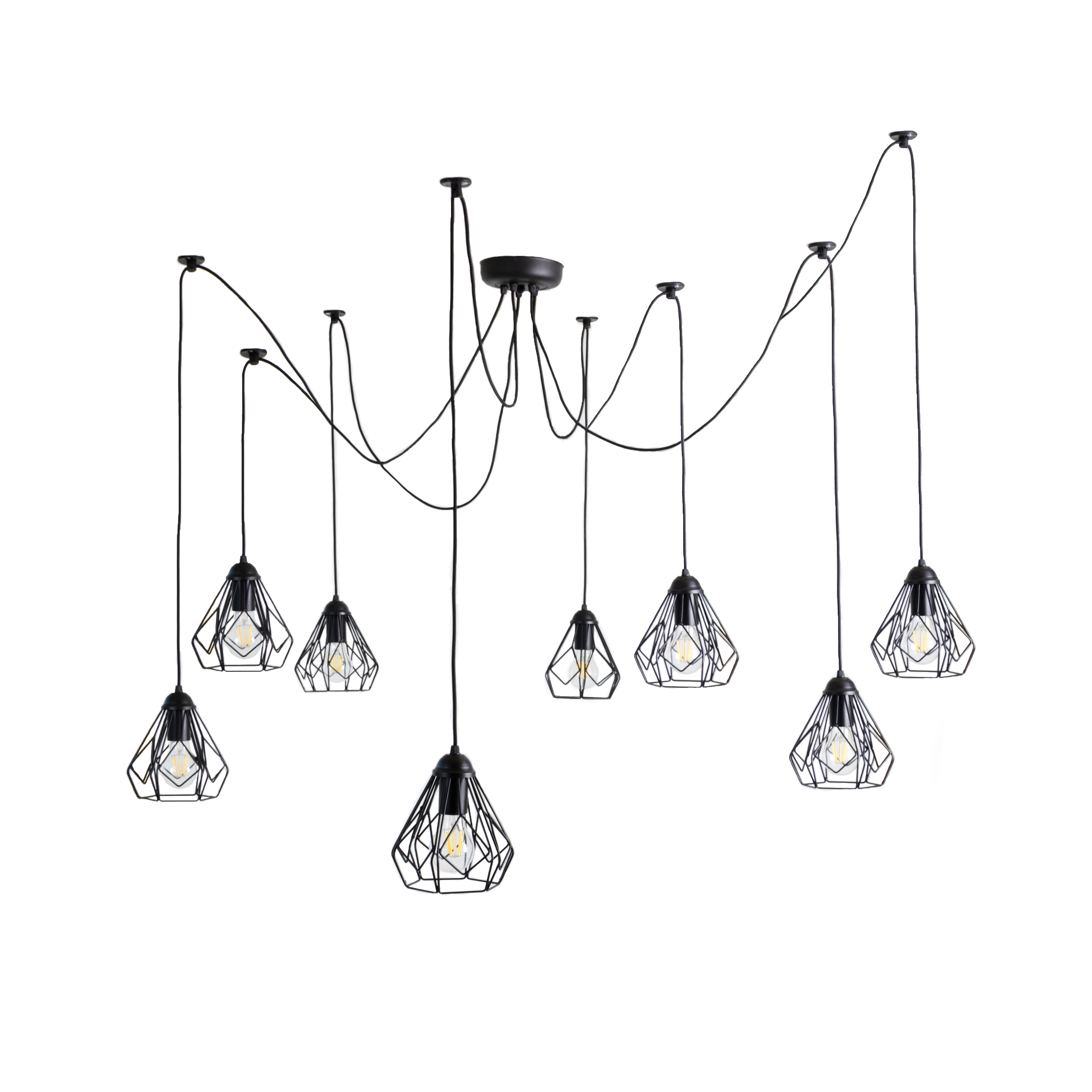 

Люстра подвесная Atma Light 8 плафонов серии Capella Bevel Spider-8 Black