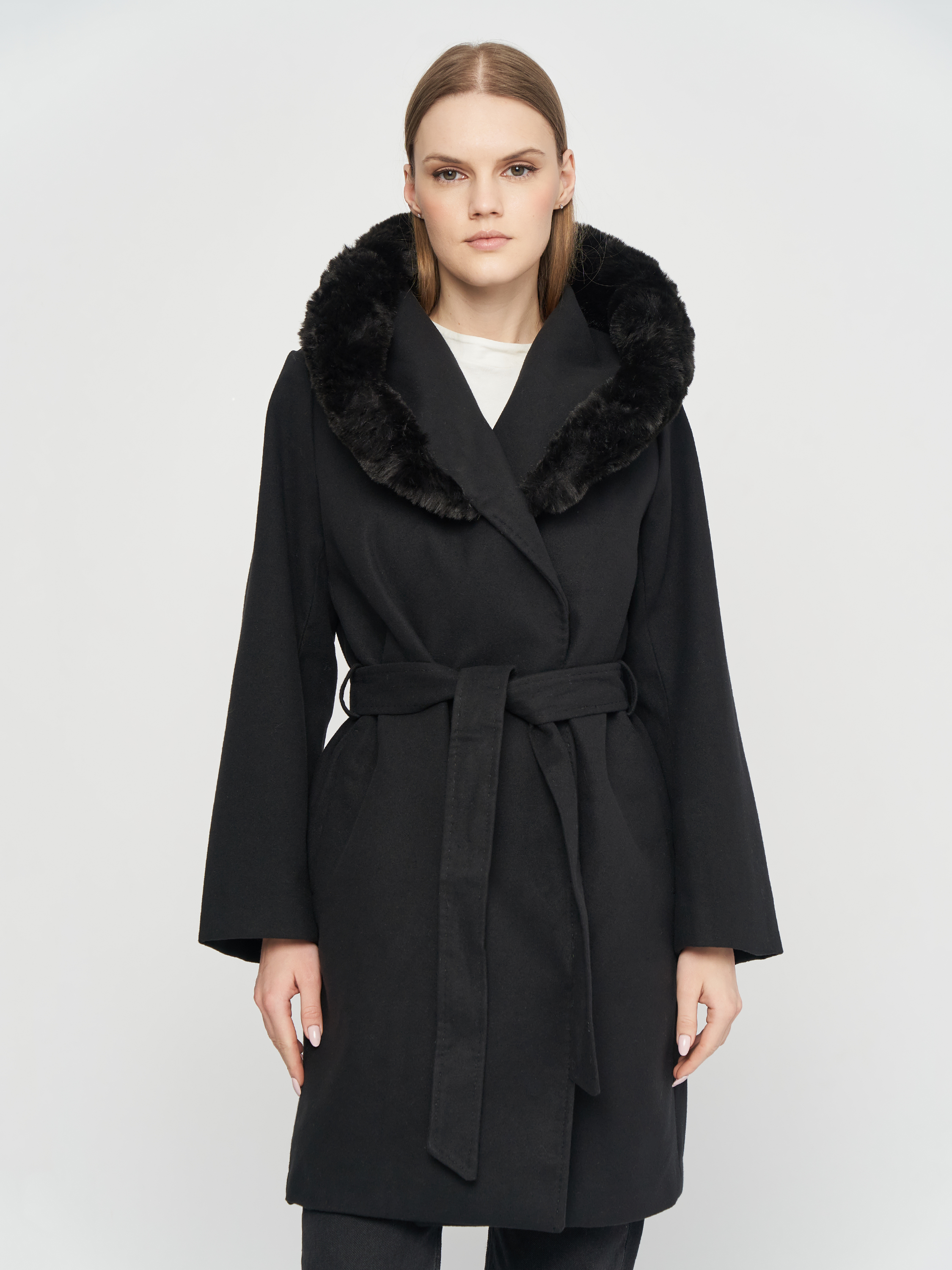 Акция на Пальто зимове з капюшоном жіноче H&M 0891247001 S (165/88А) Чорне от Rozetka