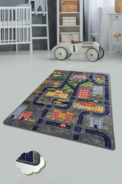 

Ковер детский безворсовый Chilai small town grey 100х160