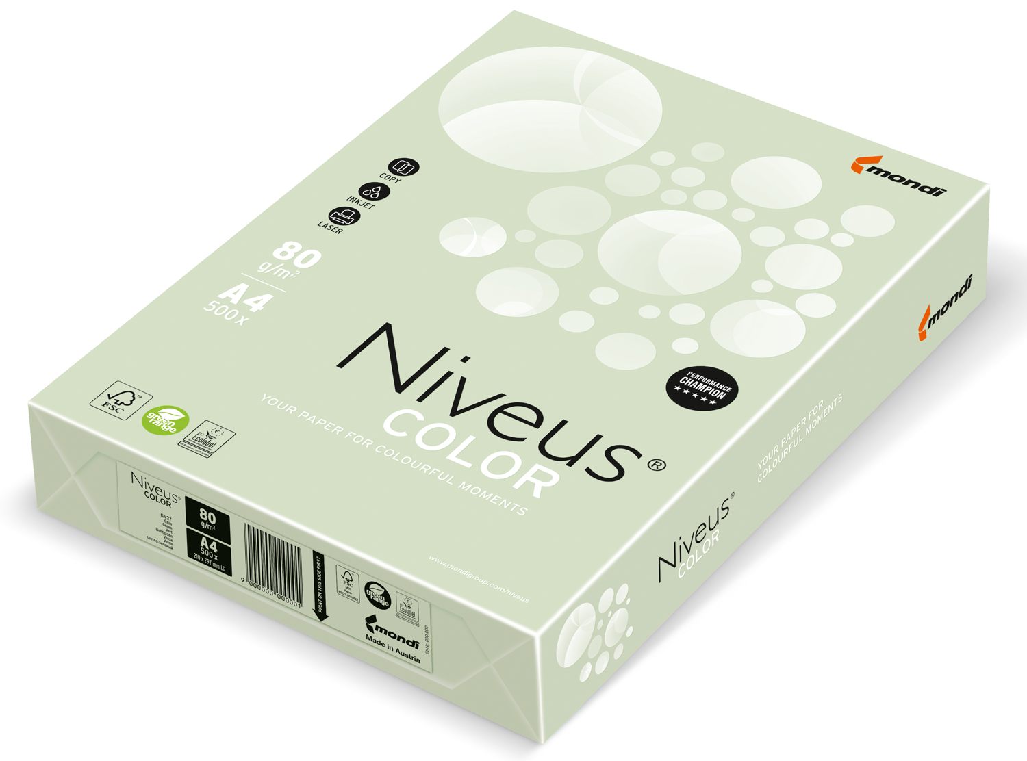 

Бумага цветная Niveus пастель А4/80 500л светло-зеленый (A4.80.NVP.GN27.500)
