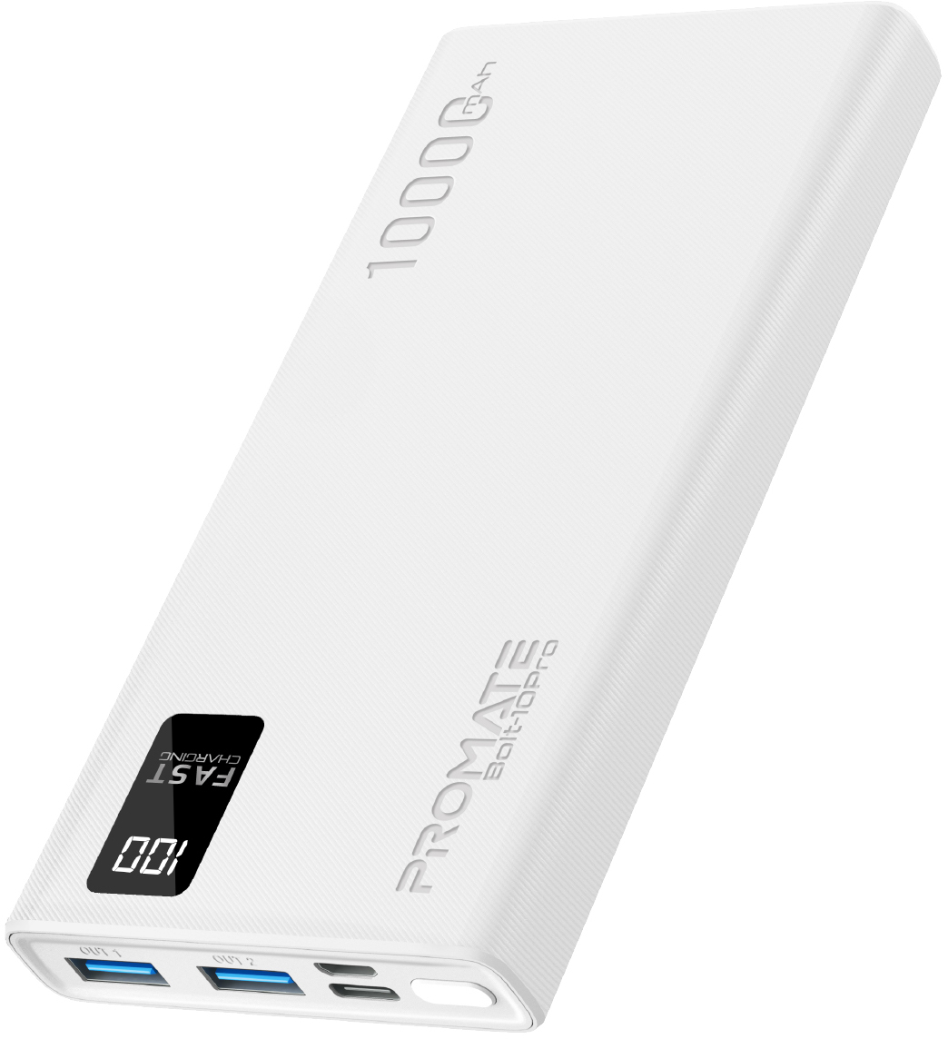 УМБ Promate Bolt-10Pro 10000 mAh 2xUSB-A USB-C White (bolt-10pro.white ...
