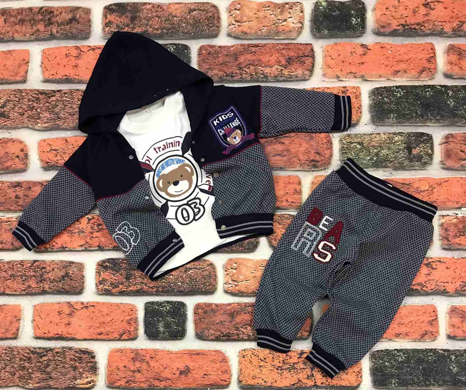 

Комплект (толстовка + футболка с длинными рукавами + штанишки) SFR Baby Kids SFRBK1 9M 69-72 см Синий с белым (SFRBK1-9)