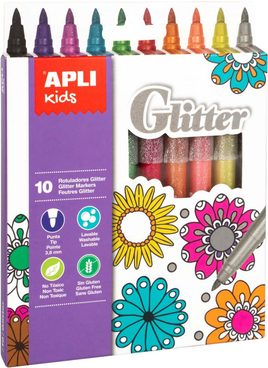 

Набор маркеров Apli Kids Glitter с блестками 10 цветов (18218) (8410782182184)