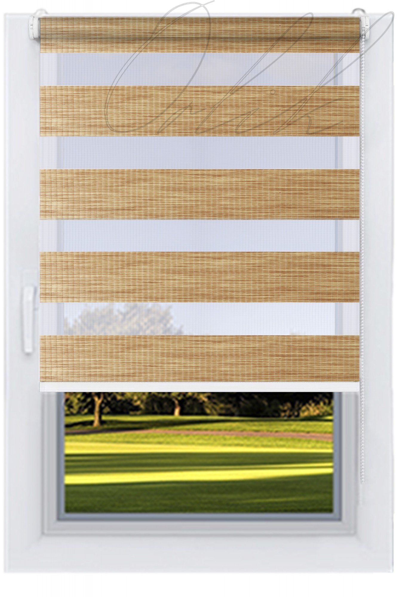 

Ролета тканевая DECOLUX Дуб светлый 55х160 Бамбук День-Ночь вал 25 белый