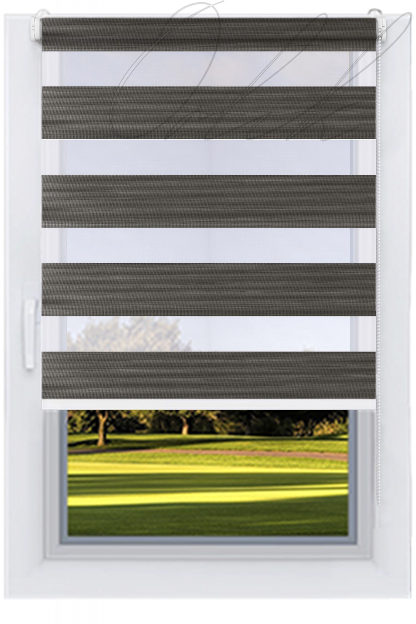 

Ролета тканевая DECOLUX 220х250 BAHAMA-29 B/OUT Графит День-Ночь стандарт 32 белый цепь 125