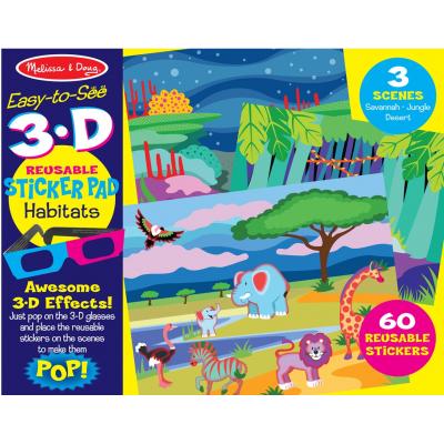 

Набор для творчества Melissa&Doug Многоразовые 3D наклейки с очками Места обитания животных (MD9376)