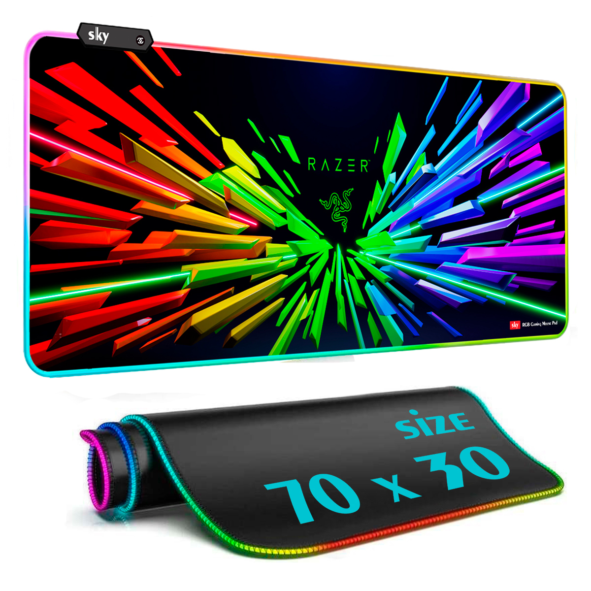 Геймерский коврик для мышки SKY (GMS-WT 7030/128) RAZER / RGB подсветка ...