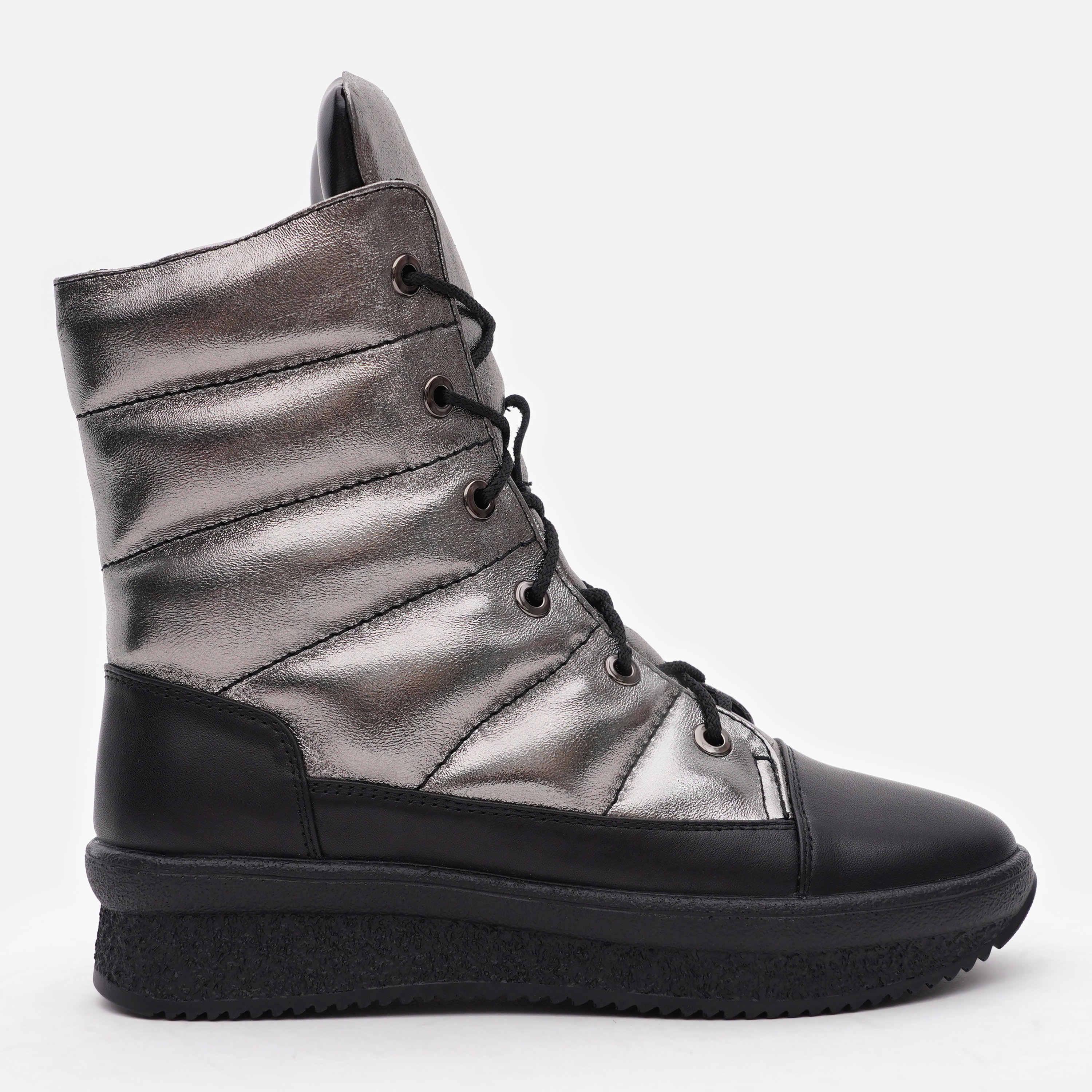 Акція на Жіночі зимові черевики високі Prellesta R1676 36 23 см Сріблясті від Rozetka