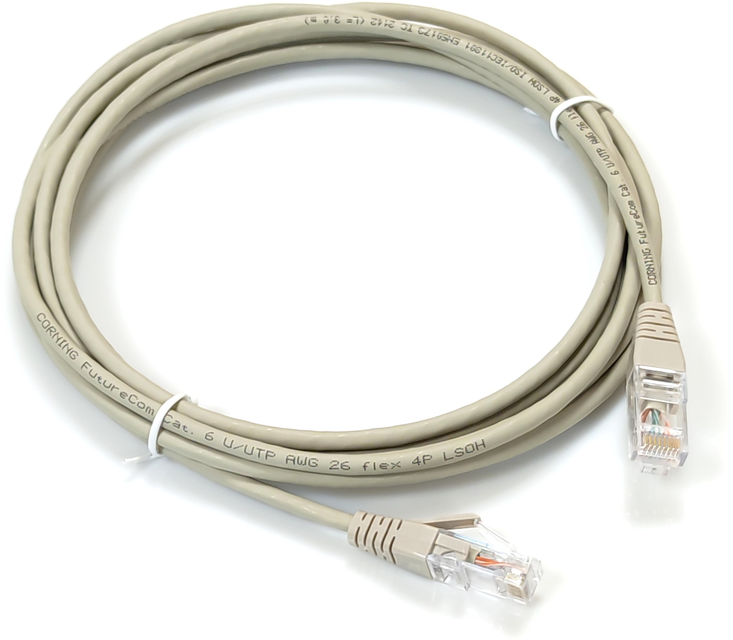 Патч-корд Corning RJ45 CAT6 UTP 5 м LSZH 26AWG Slim 10 Гбит/с Сірий ...