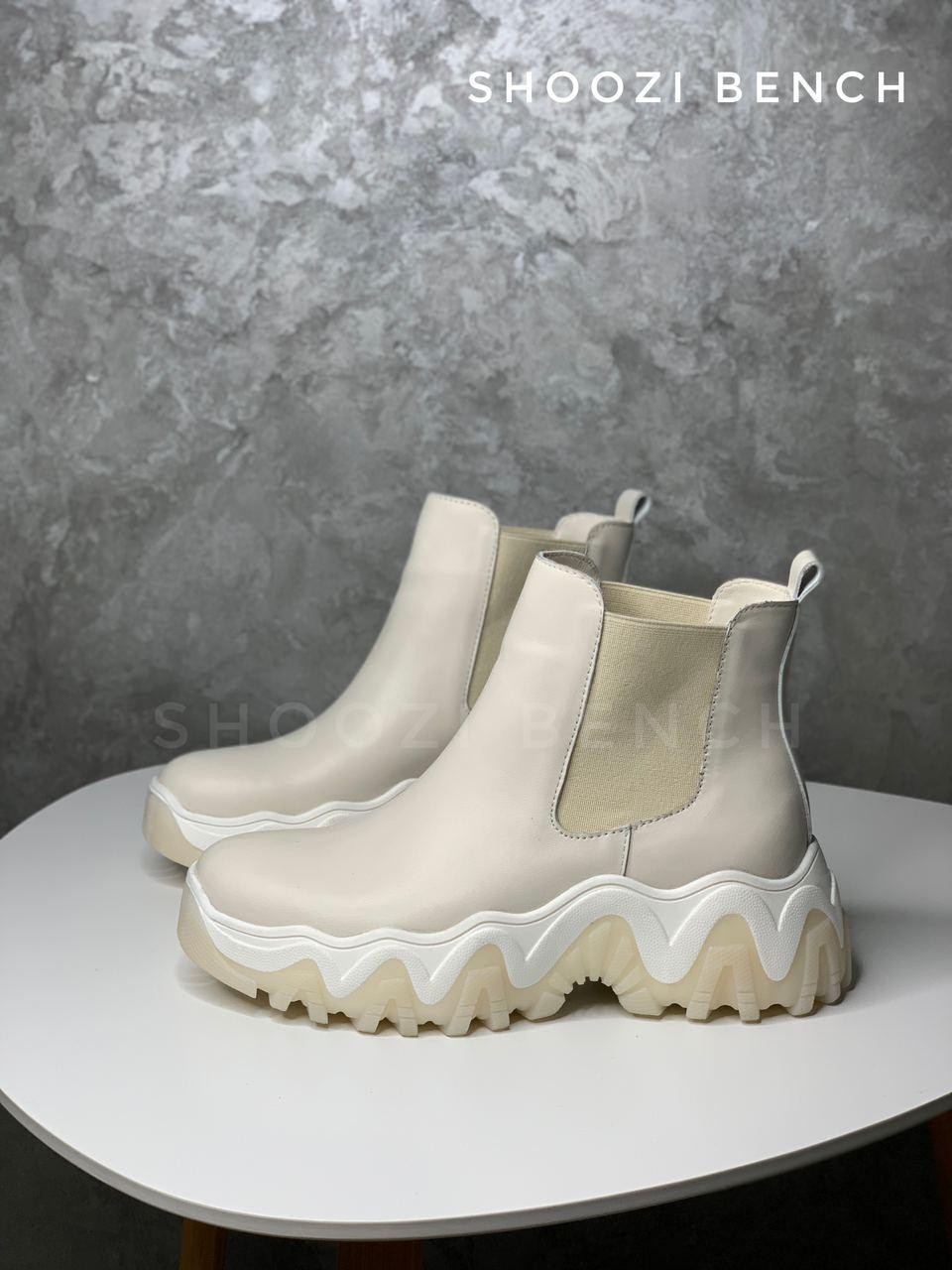 

Ботинки женские кожаные Shoozi bench Челси на спортивной подошве 36 молочные