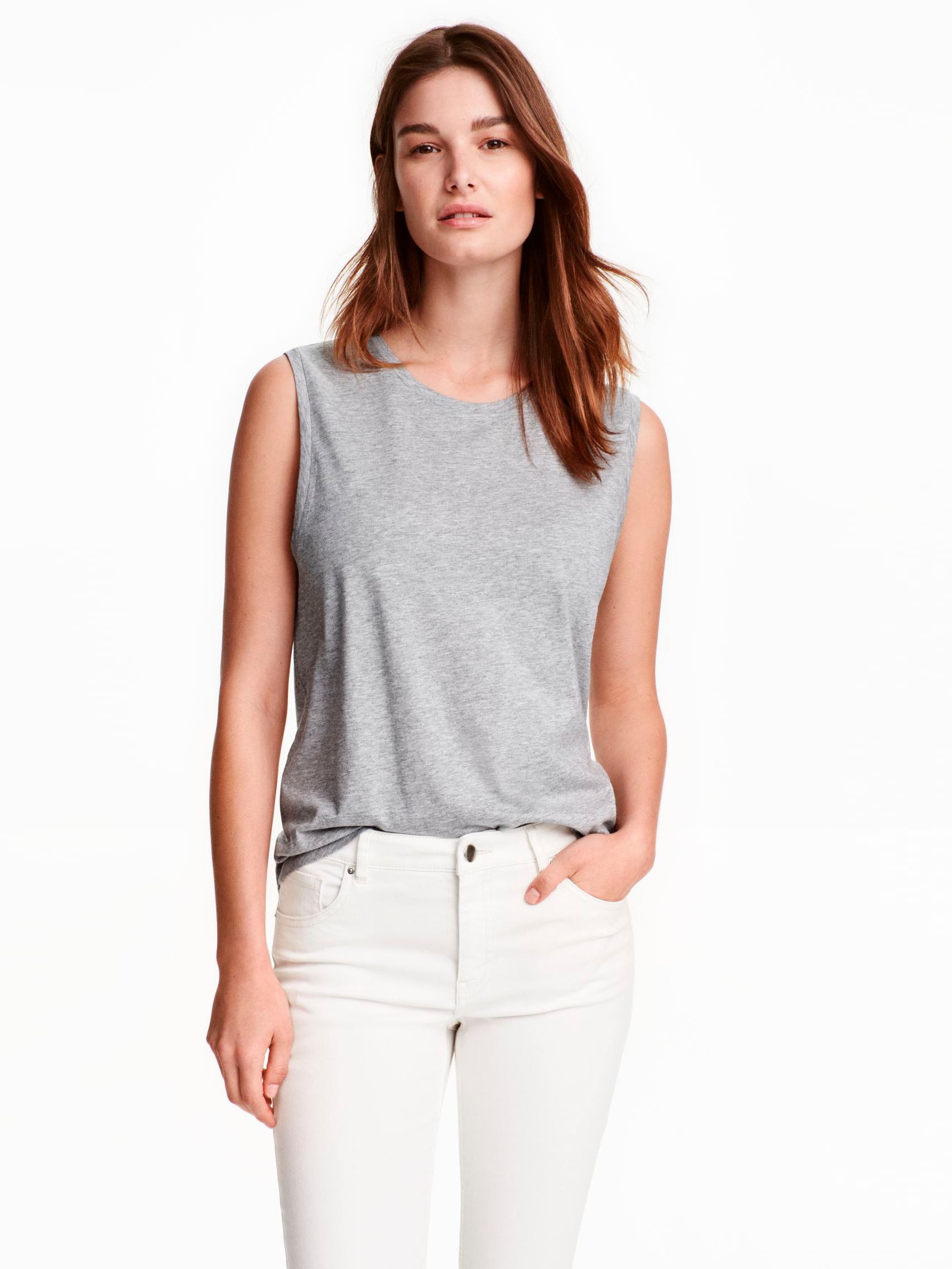 

Майка H&M 3961674RP2 L Светло-серая