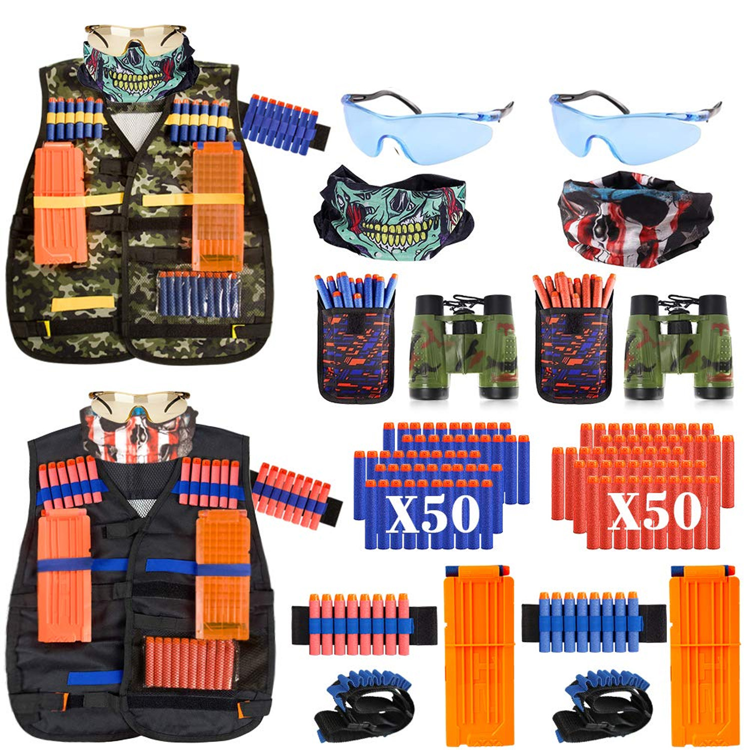 

Набор из двух тактических жилетов с аксессуарами Ailuki 2 Pack Kids Tactical Vest Kit