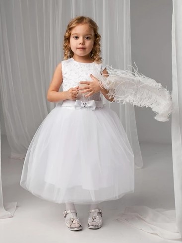 Акція на Дитяче літнє святкове фатинове плаття для дівчинки Tair Нарядная одежда 103ПЛ 98 см Біле від Rozetka