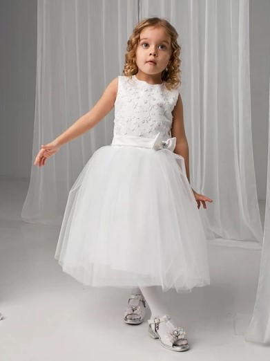 Акція на Дитяче літнє святкове фатинове плаття для дівчинки Tair Нарядная одежда 103ПЛ 92 см Молочне від Rozetka