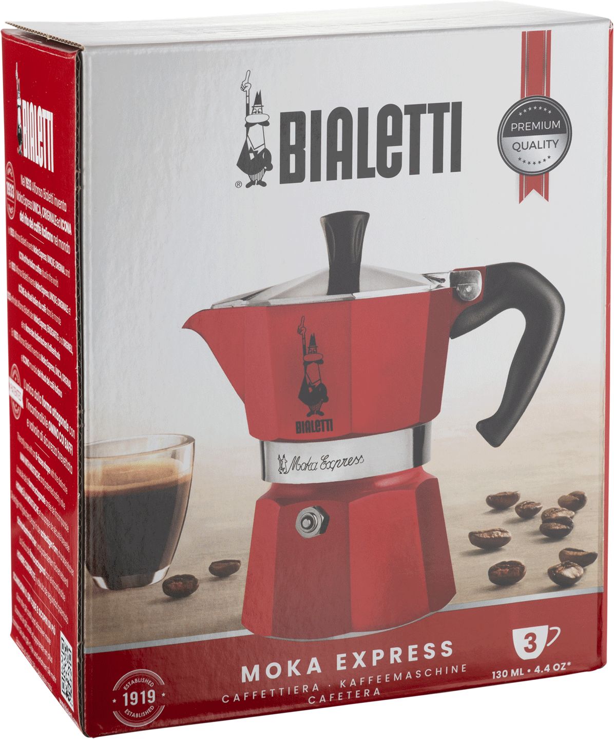 Bialetti 6 Cup Moka Stovetop Espresso Maker, Red 8006363018395