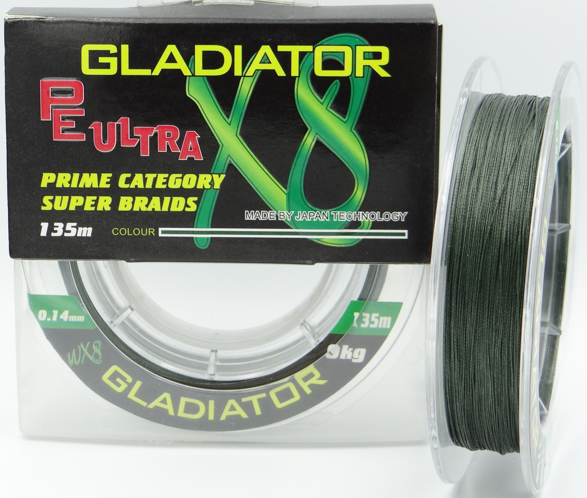 

Шнур Gladiator WX8 135 м 0.14 мм 9 кг Зеленый (WX-8-14-green)